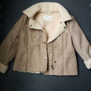 Zara girls shearling jacket 3/4